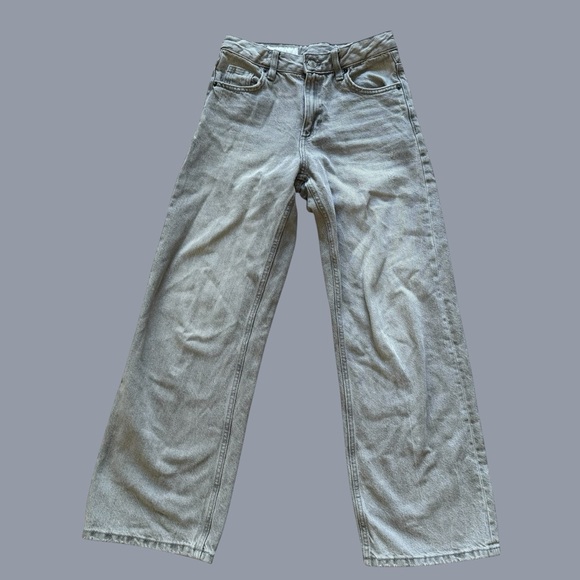Zara Gray Denim Jeans High Rise Wide Leg Distressed Boys Girls size 12-13 - Picture 2 of 11